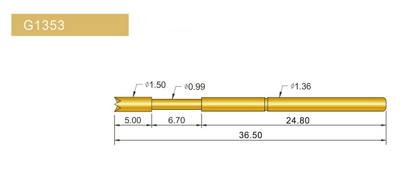 G1353-Q探針、四爪頭探針、1.36mm測(cè)試針、總長(zhǎng)36.5mm、彈簧針圖片、測(cè)試針圖片、頂針圖片、探針圖片