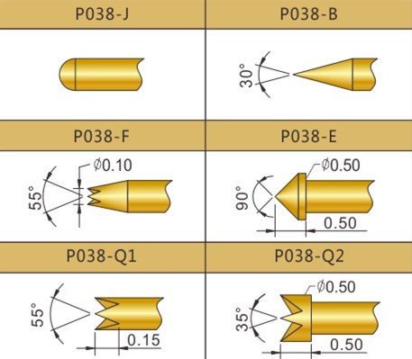 PA038測(cè)試探針頭型，華榮華探針廠(chǎng)家